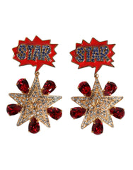 Dolce & Gabbana Gold Star-Shaped Sparkling Red Crystals Clip On Earrings