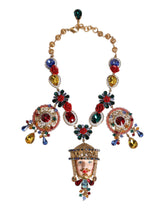 Dolce & Gabbana Multicolor Whimsical Face Charm Pendant Beaded Necklace