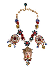 Dolce & Gabbana Multicolor Whimsical Face Charm Pendant Beaded Necklace