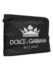 Dolce & Gabbana Black DG Milano Print Nylon Pouch Clutch Bag