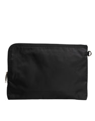 Dolce & Gabbana Black DG Milano Print Nylon Pouch Clutch Bag