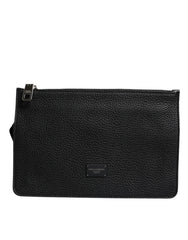 Dolce & Gabbana Black Leather Logo Plaque Purse Fanny Pack Bag