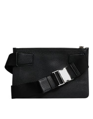 Dolce & Gabbana Black Leather Logo Plaque Purse Fanny Pack Bag