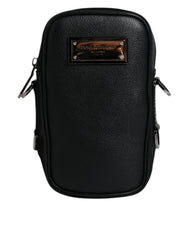 Dolce & Gabbana Black Nylon Leather Logo Plaque Crossbody Sling Bag