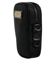 Dolce & Gabbana Black Nylon Leather Logo Plaque Crossbody Sling Bag