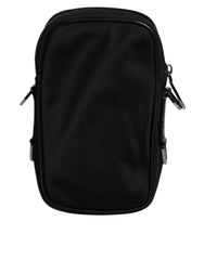 Dolce & Gabbana Black Nylon Leather Logo Plaque Crossbody Sling Bag