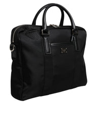 Dolce & Gabbana Black Leather Document Briefcase Top Handle Bag