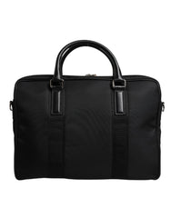 Dolce & Gabbana Black Leather Document Briefcase Top Handle Bag