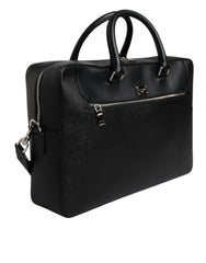 Dolce & Gabbana Black Logo Plaque Double Handle Messenger Bag