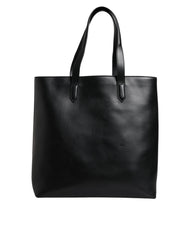 Dolce & Gabbana Black Calf Leather Shopping Tote Shoulder Bag
