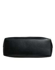 Dolce & Gabbana Black Calf Leather Shopping Tote Shoulder Bag