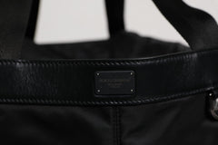 Dolce & Gabbana Black Nylon White Iconic Logo Shoulder Bucket Bag