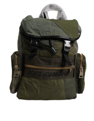 Dolce & Gabbana Military Green Patchwork Travel Backpack Bag