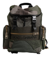 Dolce & Gabbana Military Green Patchwork Travel Backpack Bag