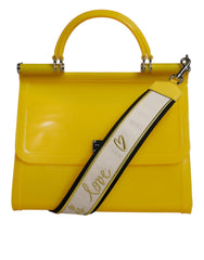 Dolce & Gabbana Yellow PVC Cotton Satchel Shoulder Strap Bag