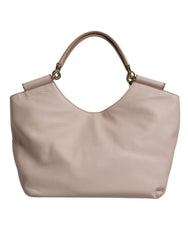 Dolce & Gabbana Light Pink Deer Leather Logo Plaque Tote Top Handle Bag
