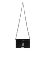Versace Black Calfskin Leather Chain Strap Shoulder Crossbody Bag