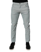 Dolce & Gabbana Light Blue Logo Plaque Skinny Men Denim Jeans