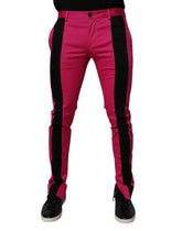 Dolce & Gabbana Pink Black Stripe Slim Fit Men Dress Pants