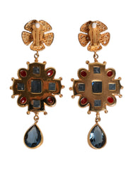 Dolce & Gabbana Gold Tone Crystal Rhinestone Embellish Dangling Earrings