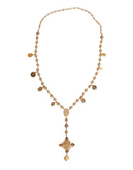 Dolce & Gabbana Gold Tone Chain Brass Beaded Statement Sicily Necklace