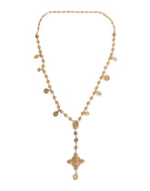 Dolce & Gabbana Gold Tone Chain Brass Beaded Statement Sicily Necklace