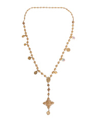 Dolce & Gabbana Gold Tone Chain Brass Beaded Statement Sicily Necklace