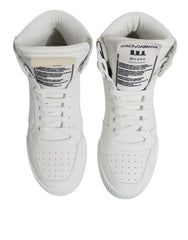 Dolce & Gabbana White Leather High Top Sneakers Shoes