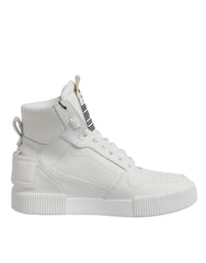 Dolce & Gabbana White Leather High Top Sneakers Shoes
