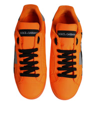 Dolce & Gabbana Orange Portofino Logo Tape Men Sneakers Shoes