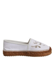 Dolce & Gabbana White Logo Eyelet Slip On Espadrilles Shoes