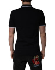 Dolce & Gabbana Black Cotton Crown Collared Polo T-shirt
