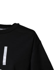 Dolce & Gabbana Black Printed Cotton Crew Neck Tee T-shirt