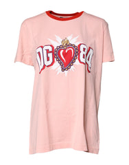 Dolce & Gabbana Pink D&G 84 Print Cotton Crew Neck T-shirt