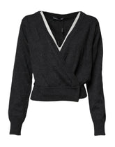 Dolce & Gabbana Grey Cashmere Deep V-neck Pullover Sweater
