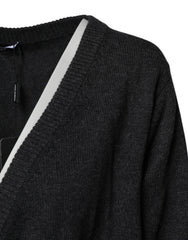 Dolce & Gabbana Grey Cashmere Deep V-neck Pullover Sweater