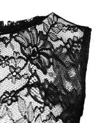 Dolce & Gabbana Black Nylon Floral Lace Sleeveless Crop Top