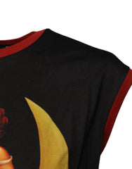 Dolce & Gabbana Black Pin Up Cotton Round Neckline Tank Top