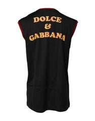Dolce & Gabbana Black Pin Up Cotton Round Neckline Tank Top