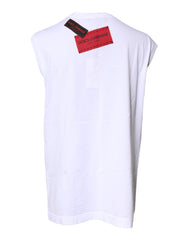 Dolce & Gabbana White Floral Graphic Print Sleeveless Tank Top