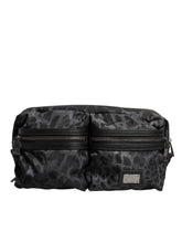 Dolce & Gabbana Black Gray Leopard DG Logo Belt Waist Fanny Pack Bag