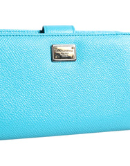 Dolce & Gabbana Light Blue Leather Bifold Continental Clutch Wallet