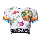 Dolce & Gabbana Multicolor Print Short Sleeves Cropped Top
