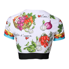 Dolce & Gabbana Multicolor Print Short Sleeves Cropped Top