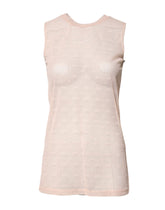 Dolce & Gabbana Beige Nylon Logo Monogram Sleeveless Tank Top