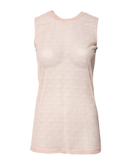 Dolce & Gabbana Beige Nylon Logo Monogram Sleeveless Tank Top