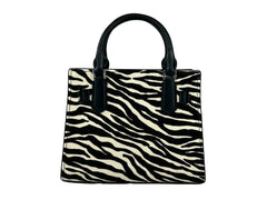 Michael Kors Hamilton Small Leather Zebra Print Satchel Crossbody Black/White