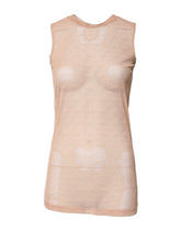 Dolce & Gabbana Beige Nylon Logo Monogram Sleeveless Tank Top