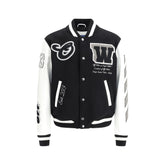 Off-White Leather and wool varsity Bomber