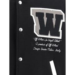 Off-White Leather and wool varsity Bomber